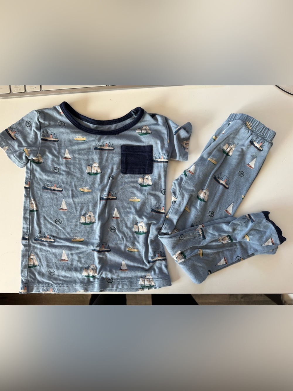 Kyte Baby 2T Blue Nautical Ship Print Kids Pajama Set